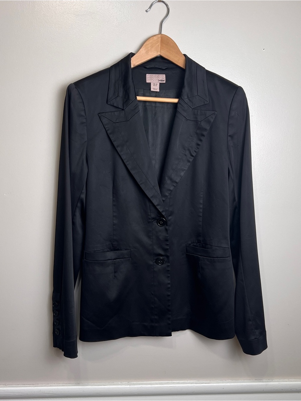 H&M Black Satin-Trim Women's Blazer